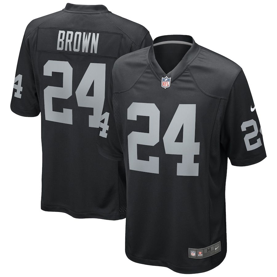 Men Oakland Raiders #24 Willie Brown Nike Black Game Retired Player NFL Jersey